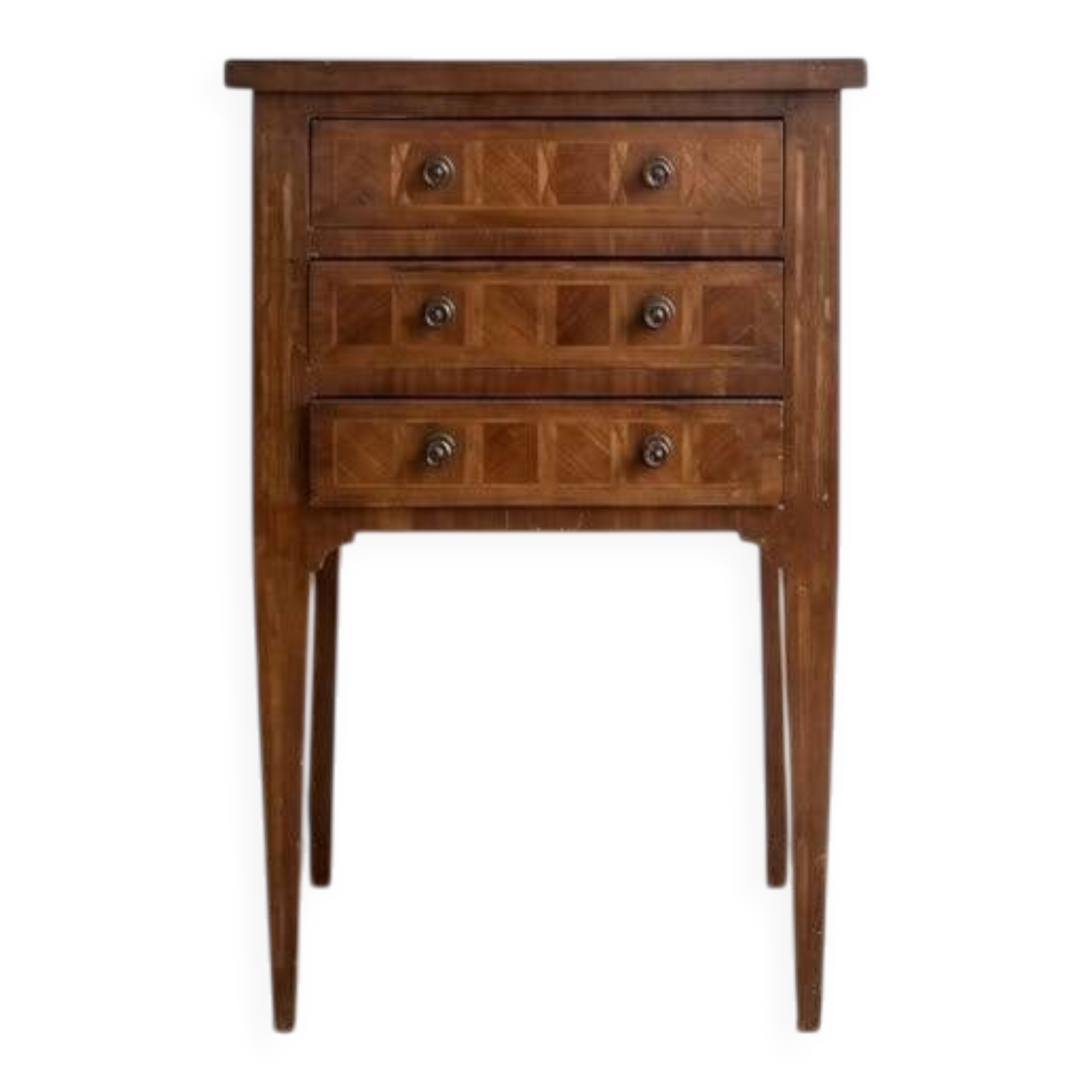 Chest of drawers / Bedside table in marquetry – 3 drawers – Louis XVI style