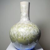 Large globular porcelain vase with crystalline enamels, Jingdezhen Zhi, vintage