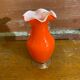 Antique MURANO Orange Blown Glass Vase Corolla Neck Vintage Decoration