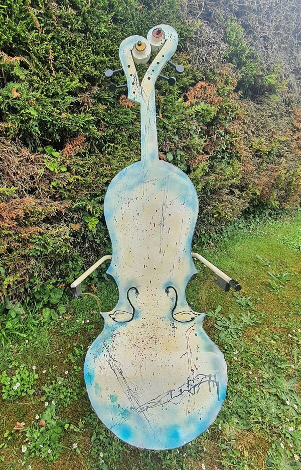 Grand fauteuil violon en métal laqué artiste Girard Michel meuble d'art 1/1