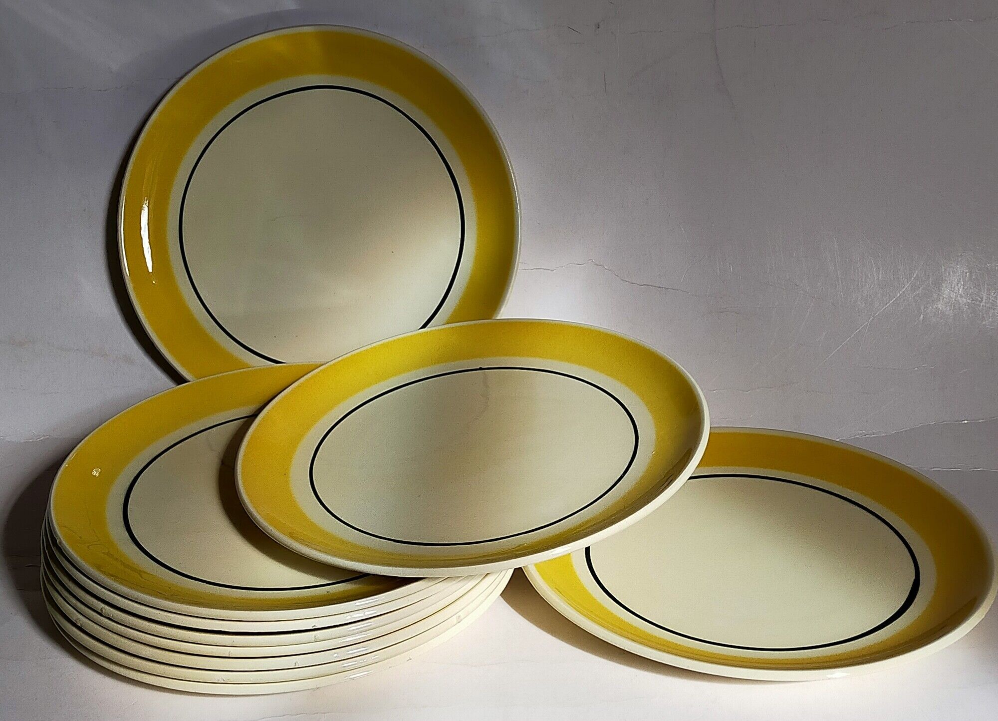 Ten dessert plates faience from gien creation primefleur, vintage "caroline" service