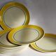 Ten dessert plates faience from gien creation primefleur, vintage "caroline" service