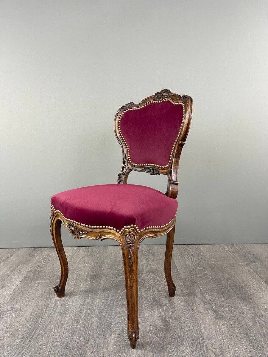 Ensemble chaise et repose-pieds de style louis xv, xixe siècle