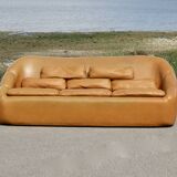 3-seater "space age" sofa, orange imitation leather, 1970s