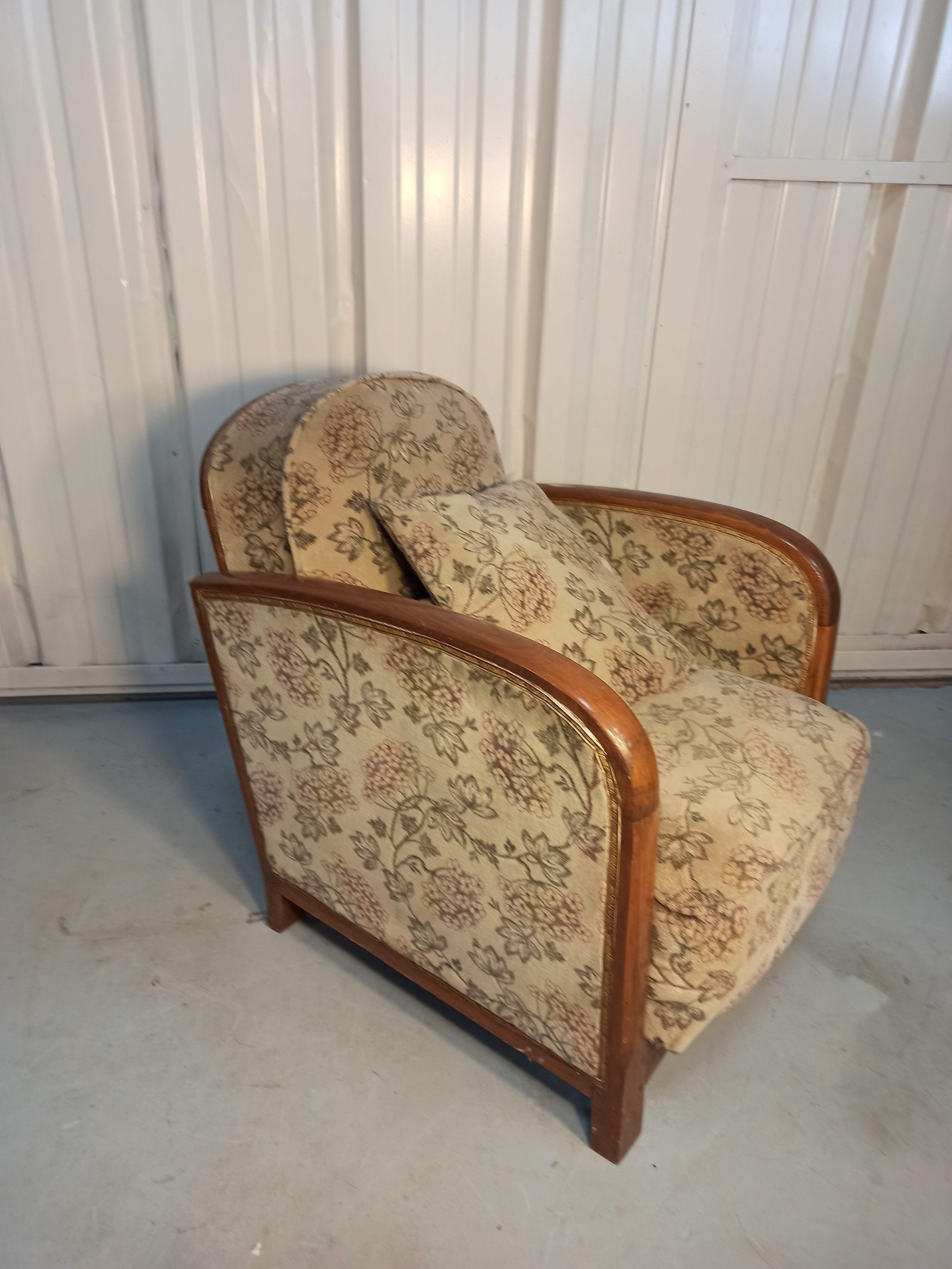 Art Deco armchair with system - original floral velvet fabric