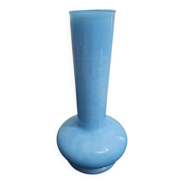 Petit vase en opaline bleu turquoise vintage – marque Quelle