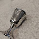 Silver egg cup 950, Art Deco style, triangular frieze, silversmith Tirbour