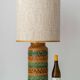 Lampe de table en céramique de style Bitossi des années 1960, émail vert ocre.