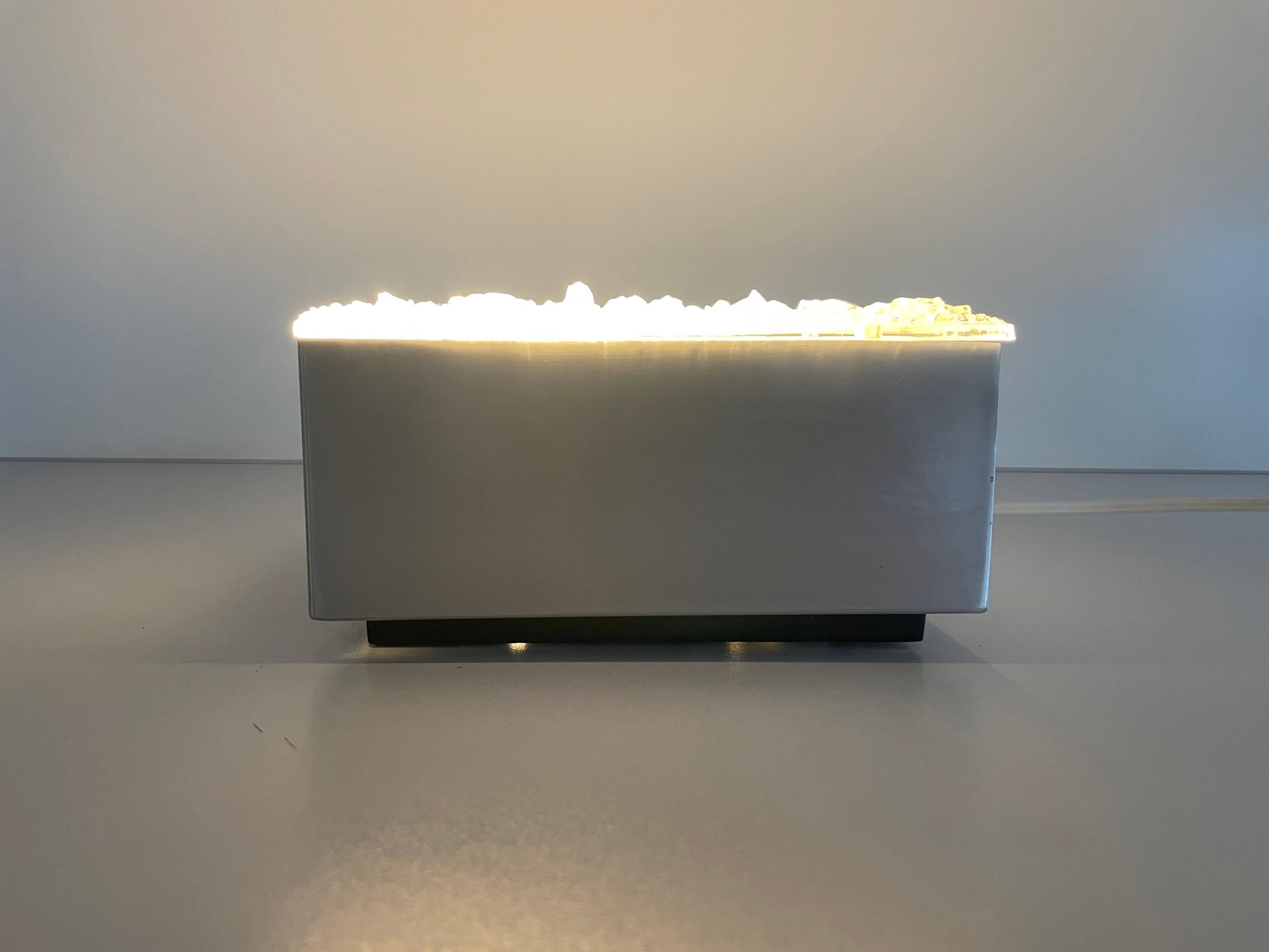 Recessed ceiling light in crystal, glass and metal, square design, 1960s, Germany