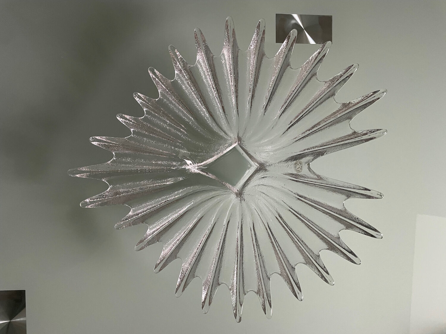 Textured glass centerpiece, made by Dartington