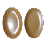 2 stoneware dishes, vintage village