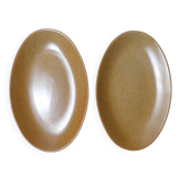 2 stoneware dishes, vintage village