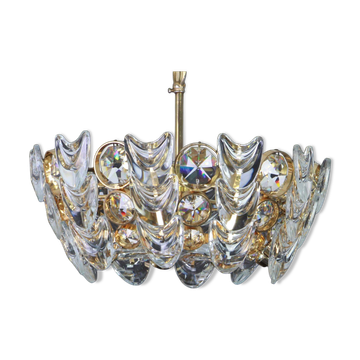 Small golden brass suspension with crystal glass inlay by Palwa, Germany, 1970s.