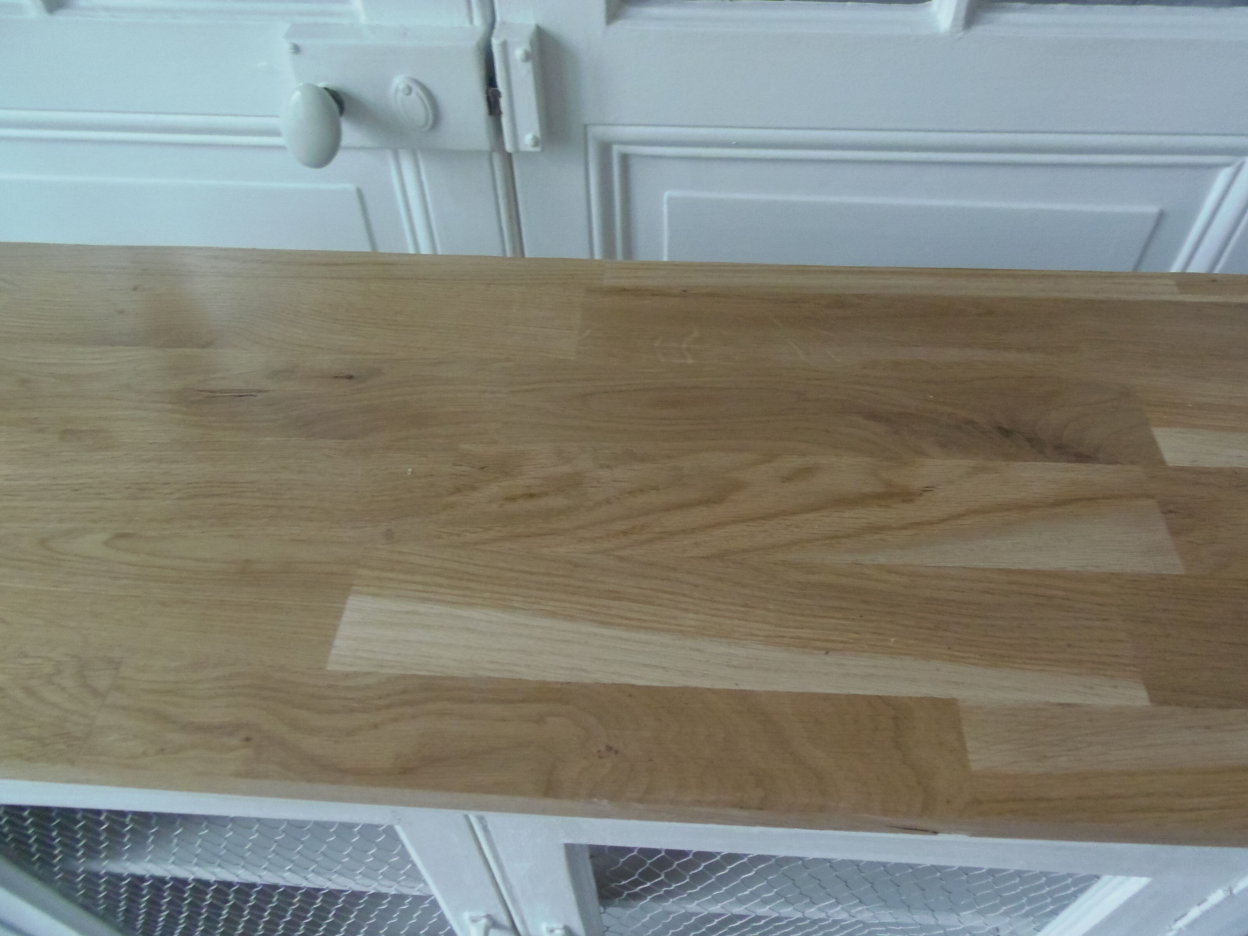 Pearl gray patina vintage oak top buffet
