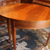 Louis XVI-style blond walnut half-moon console table