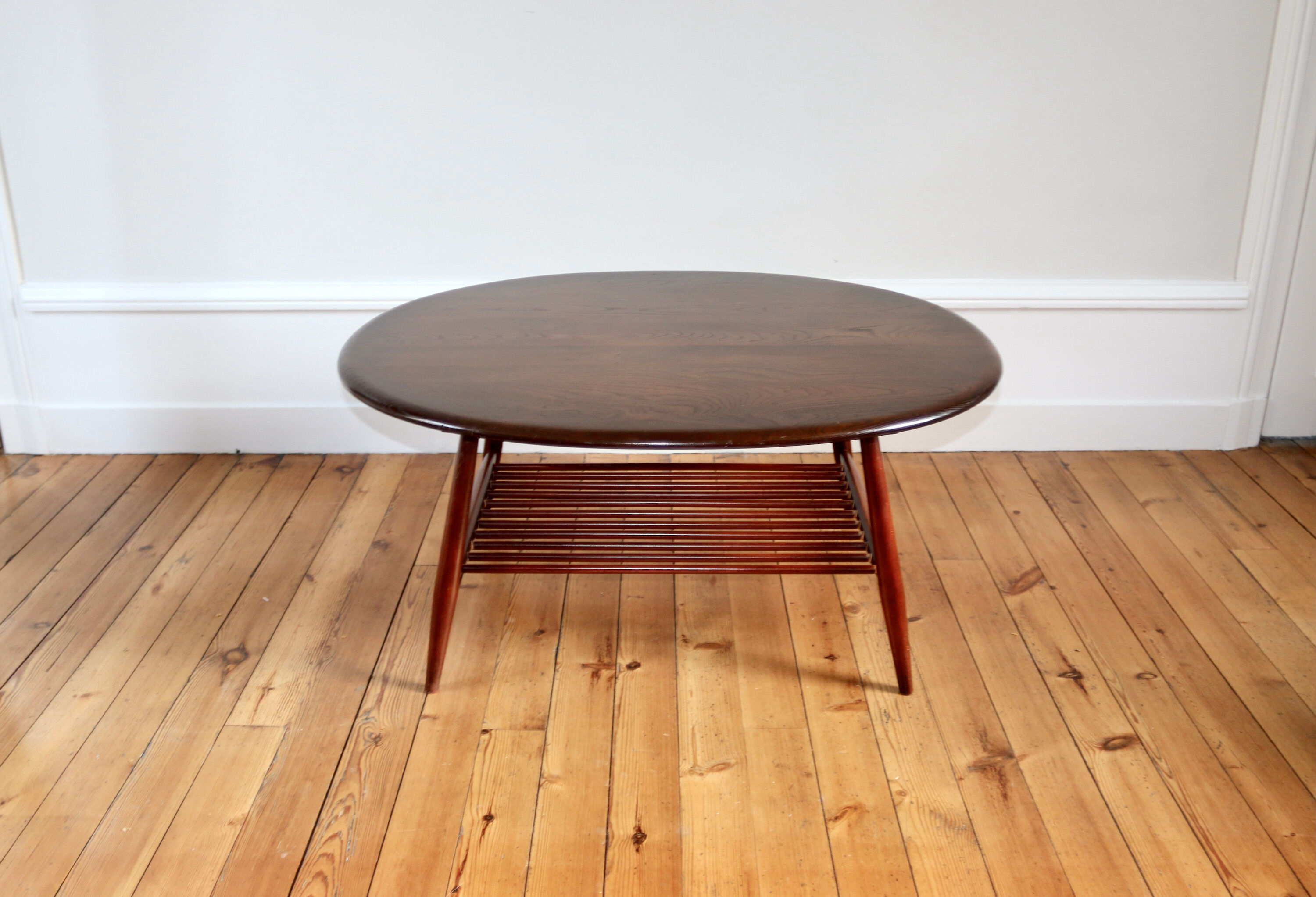 Vintage oval Scandinavian coffee table Ercol 1960