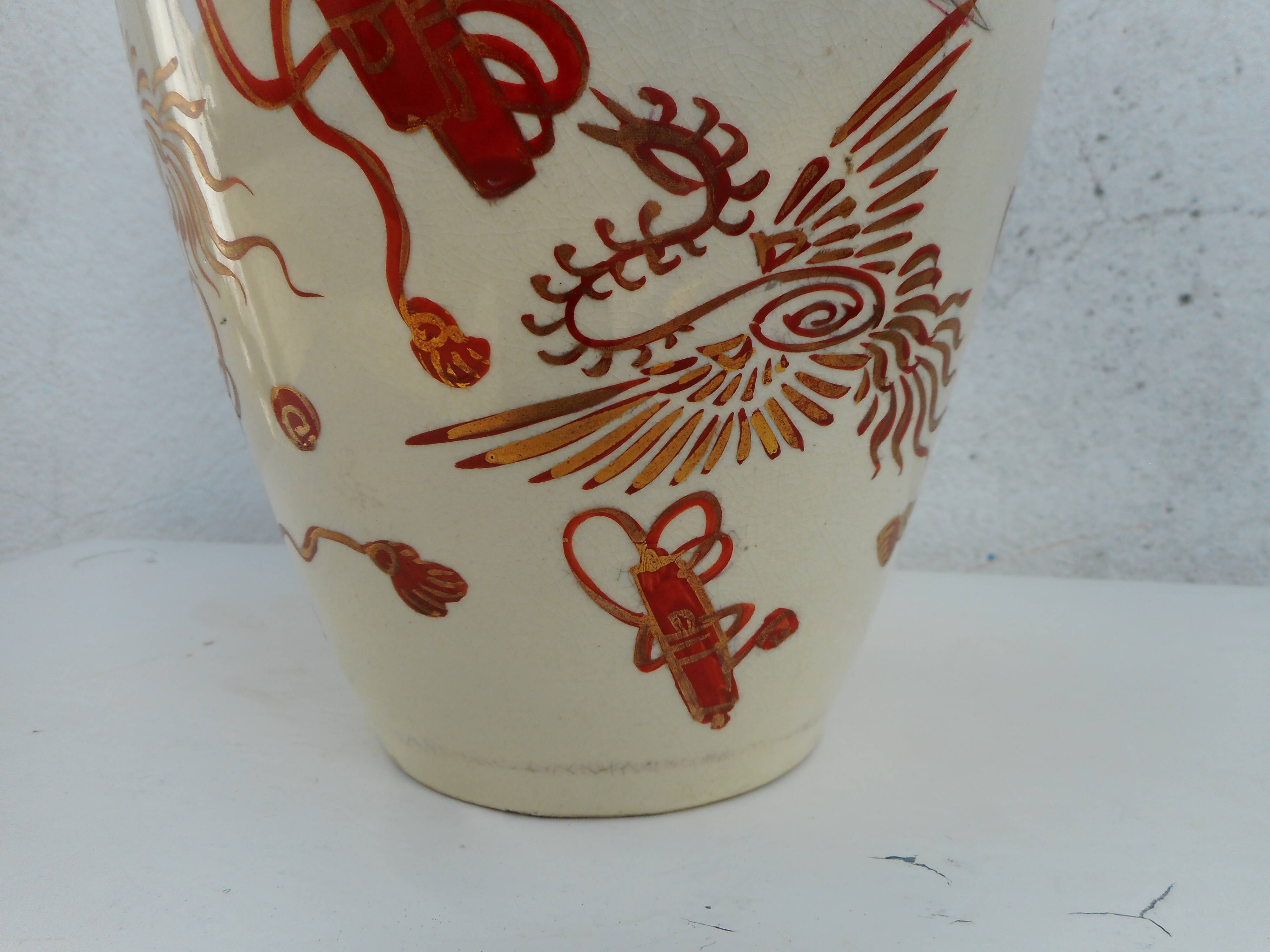 Vase in earthenware, Japanese décor