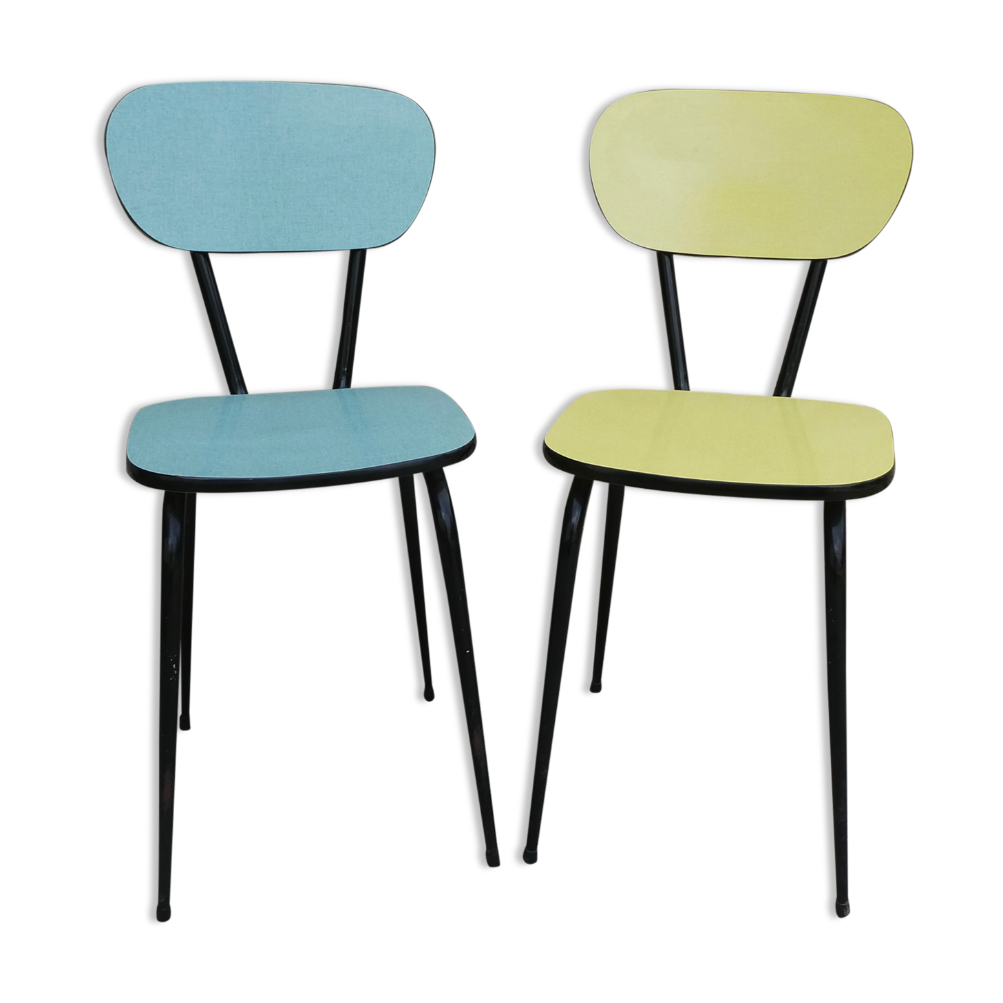 Pair of formica chairs with black tapered legs, 60s