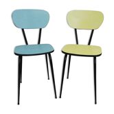 Paire de chaises en formica avec pieds effilés noirs, années 60