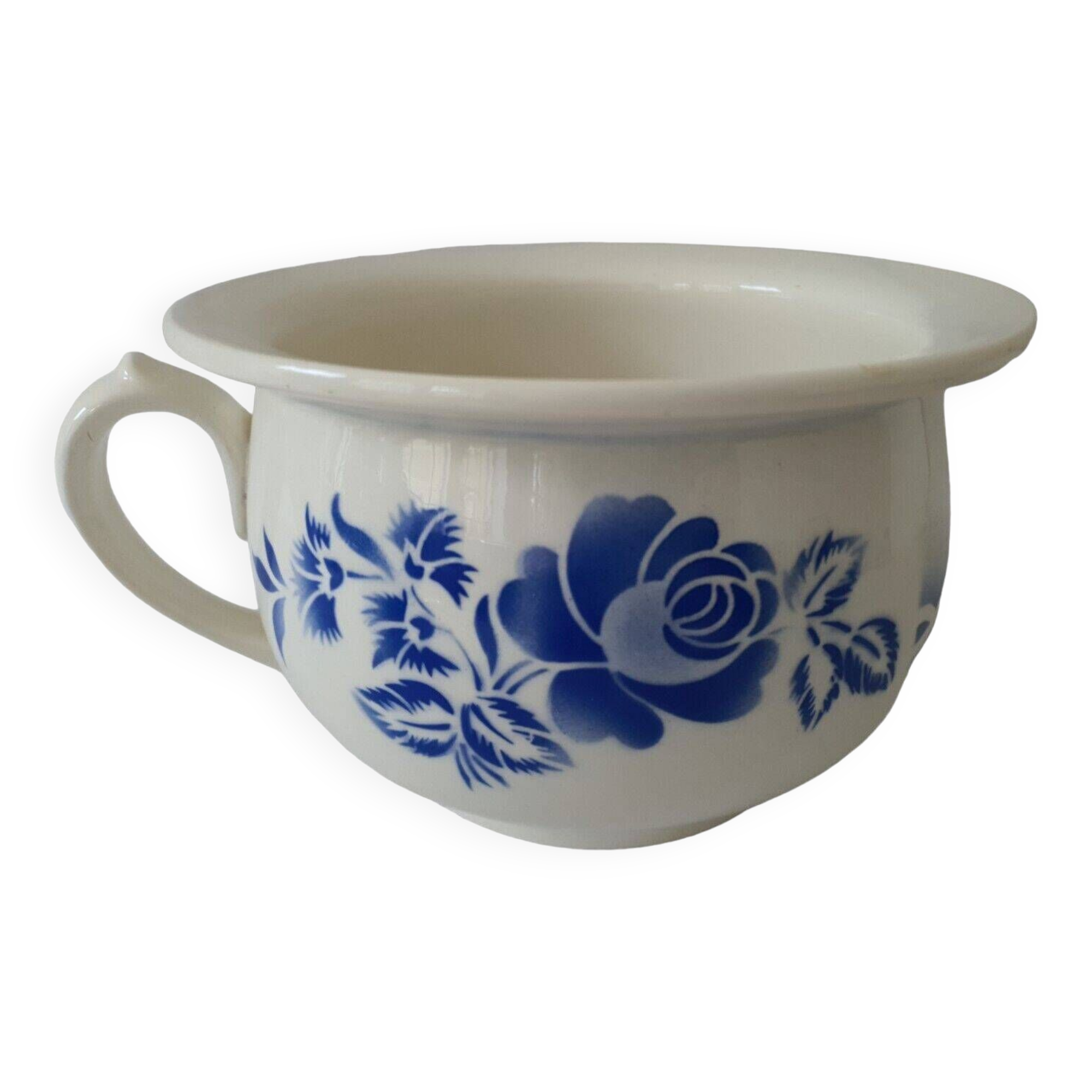 Ancien Pot de Chambre Digoin & Sarreguemines 9334 Floral Bleu