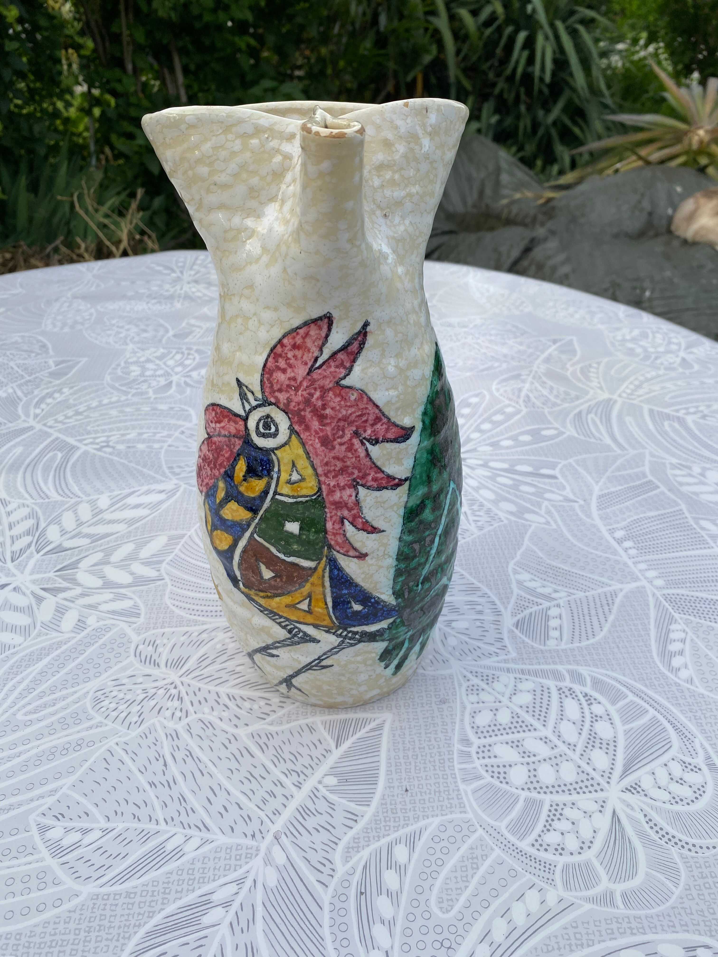 Vintage Ceramic Jug / Pitcher Sanguino Toledo Spain