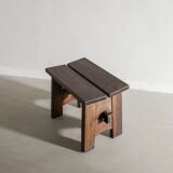 Vintage Swedish Dark Wooden "Berga" Pine Stool by David Rosén, 1930s