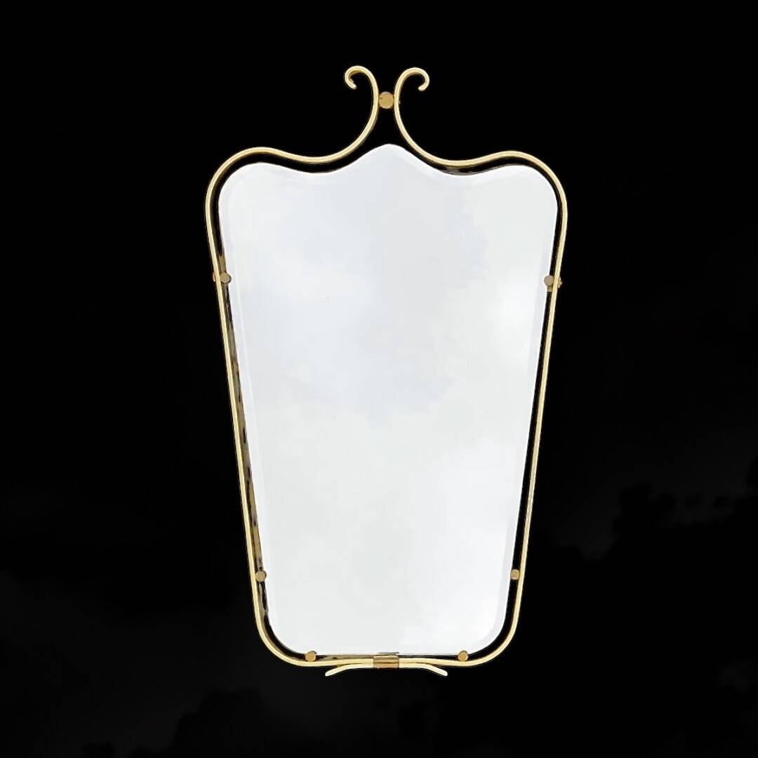 Gold Aluminum Beveled Wall Mirror - Modernism - 1950s