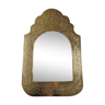 Oriental mirror in wood and hammered brass in the shape of an arch, plant decor, 52 cm