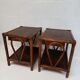 Pair of wooden bedside tables, bamboo and canning