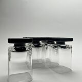 Set of 11 Black glass Square Footed Cocktail Glasses 1970