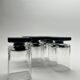 Set of 11 Black glass Square Footed Cocktail Glasses 1970
