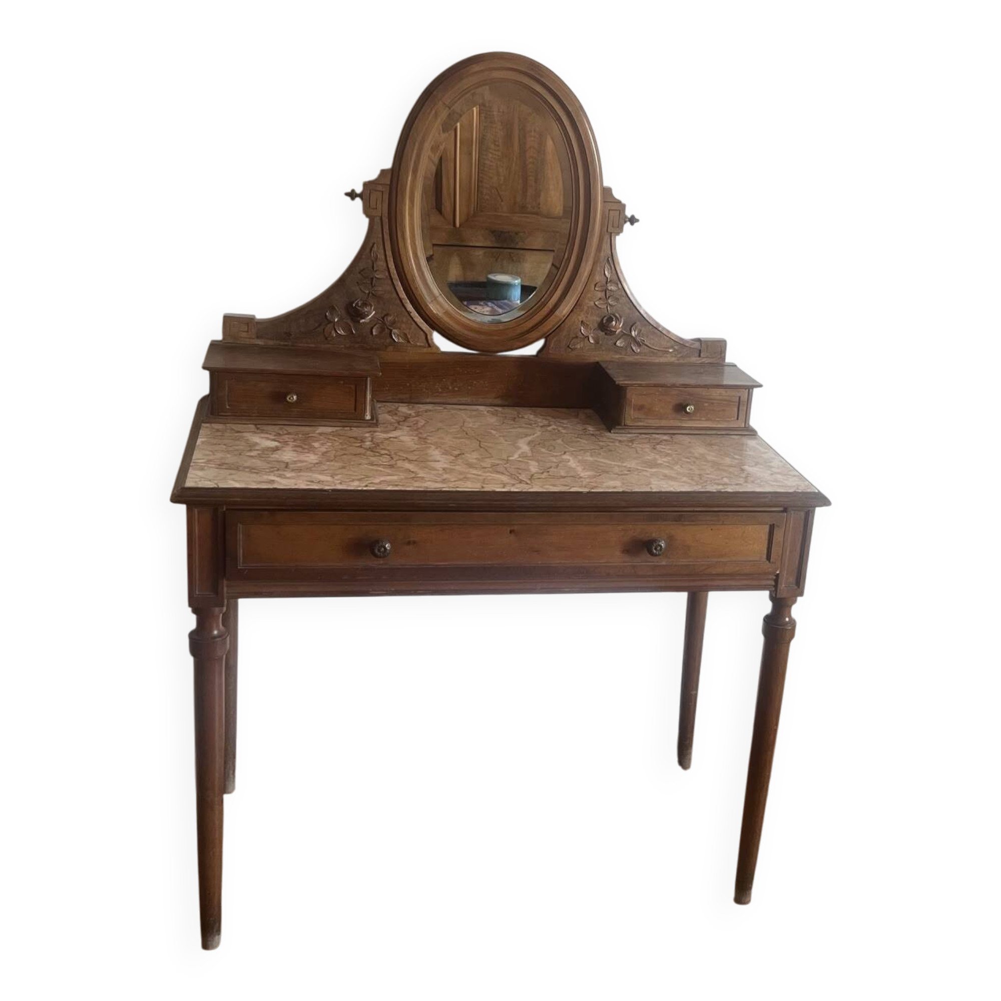 Antique dresser with pink marble.