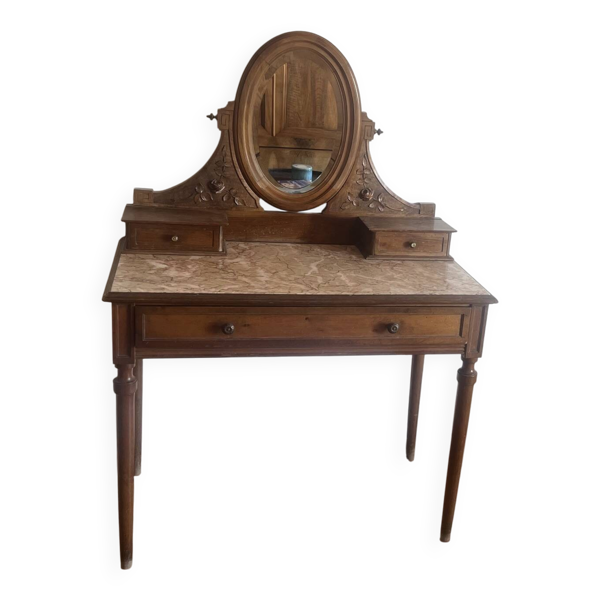 Coiffeuse ancienne avec marbre rose