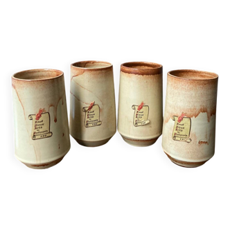 Set of 4 tall Vallauris stoneware goblets