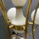 White Opaline Glass & Brass Chandelier, 1960s