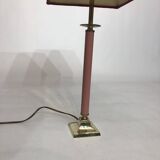 1980s Brass and Pink Enamel Table Lamp Memphis Vintage Arcade Candle