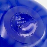 Impressive blue blown glass vase by Nicolas Morin.