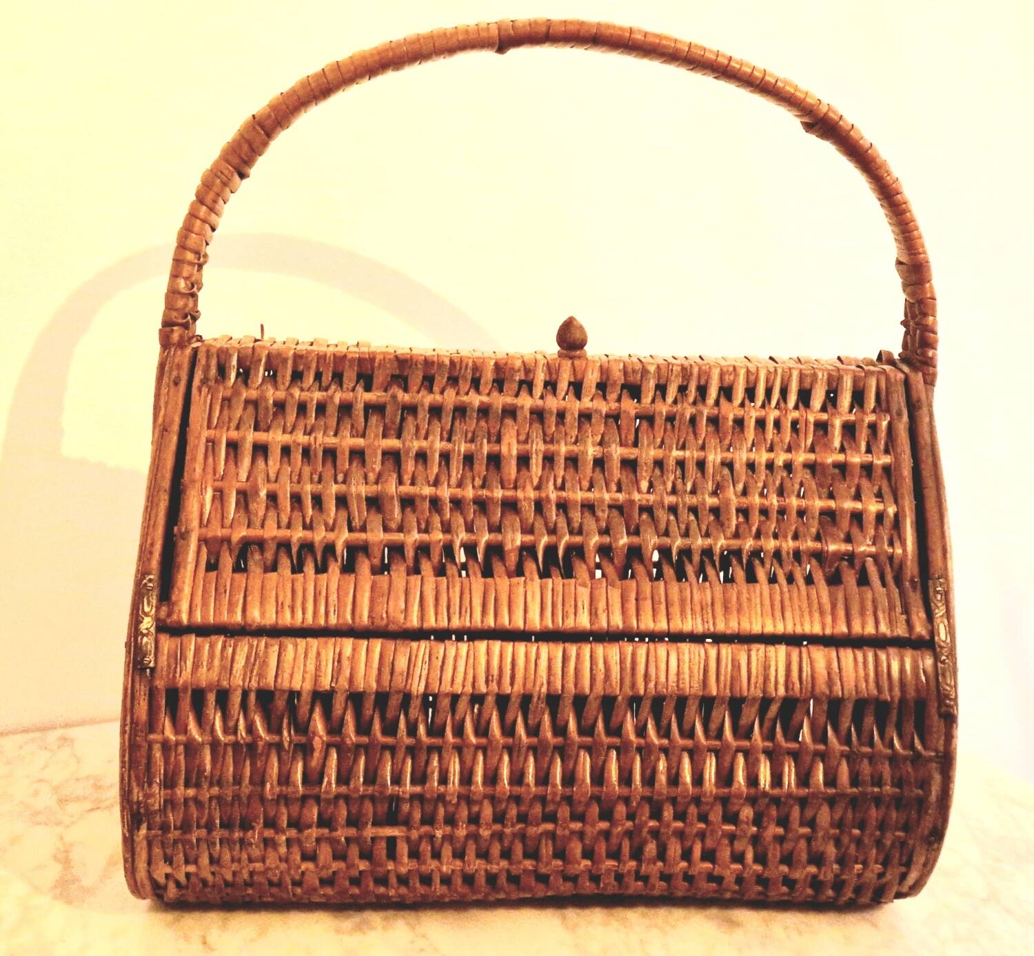 1960s wicker basket handbag