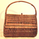 60s wicker basket handbag