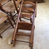 Set of 6 chairs in wood and straw