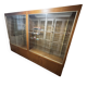 Set of 2 large vintage wooden and glass display cabinets – integrated lighting