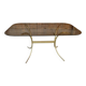 Table à manger années 1970 en laiton doré et verre fumé, style Hollywood Regency