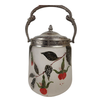 Enamelled glass cookie jar / bucket