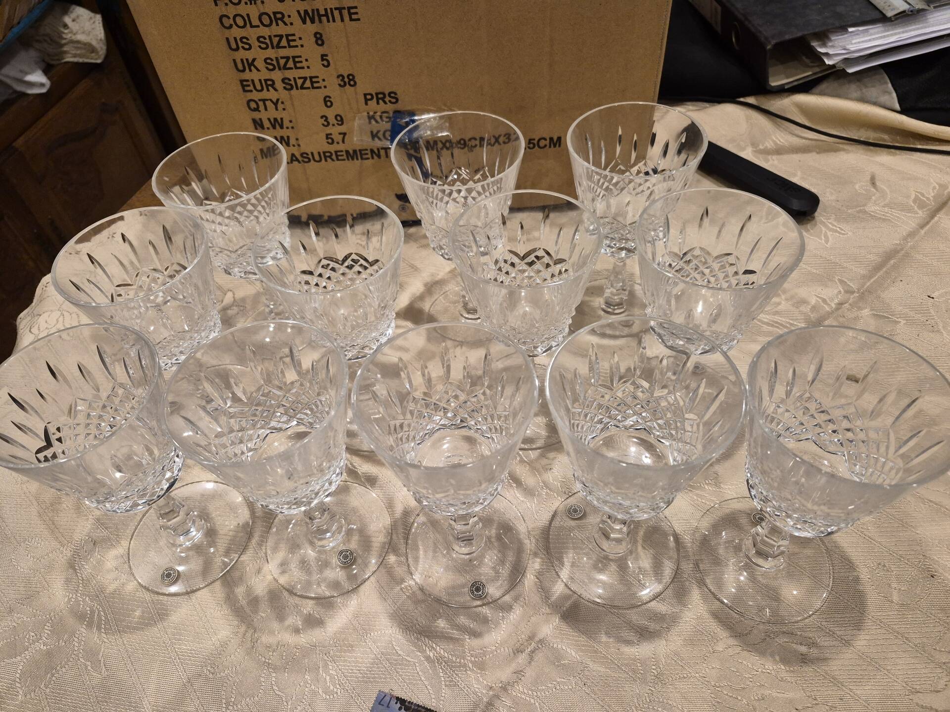 Lot de 12 verres à eau en cristal Val Saint-Lambert
