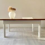 Restored antique coffee table – Natural oak and cream legs