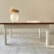 Restored antique coffee table – Natural oak and cream legs