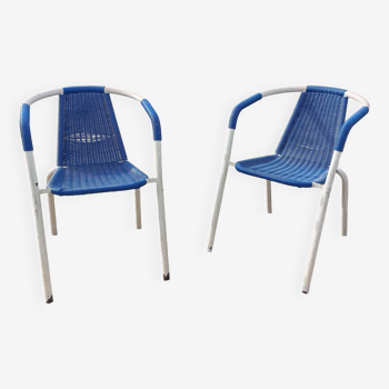 Pair of vintage Parisian cafe armchairs by Steelmobil - Italy