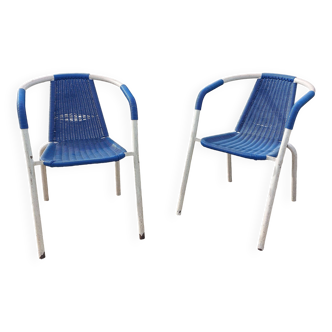 Pair of vintage Parisian cafe armchairs by Steelmobil - Italy