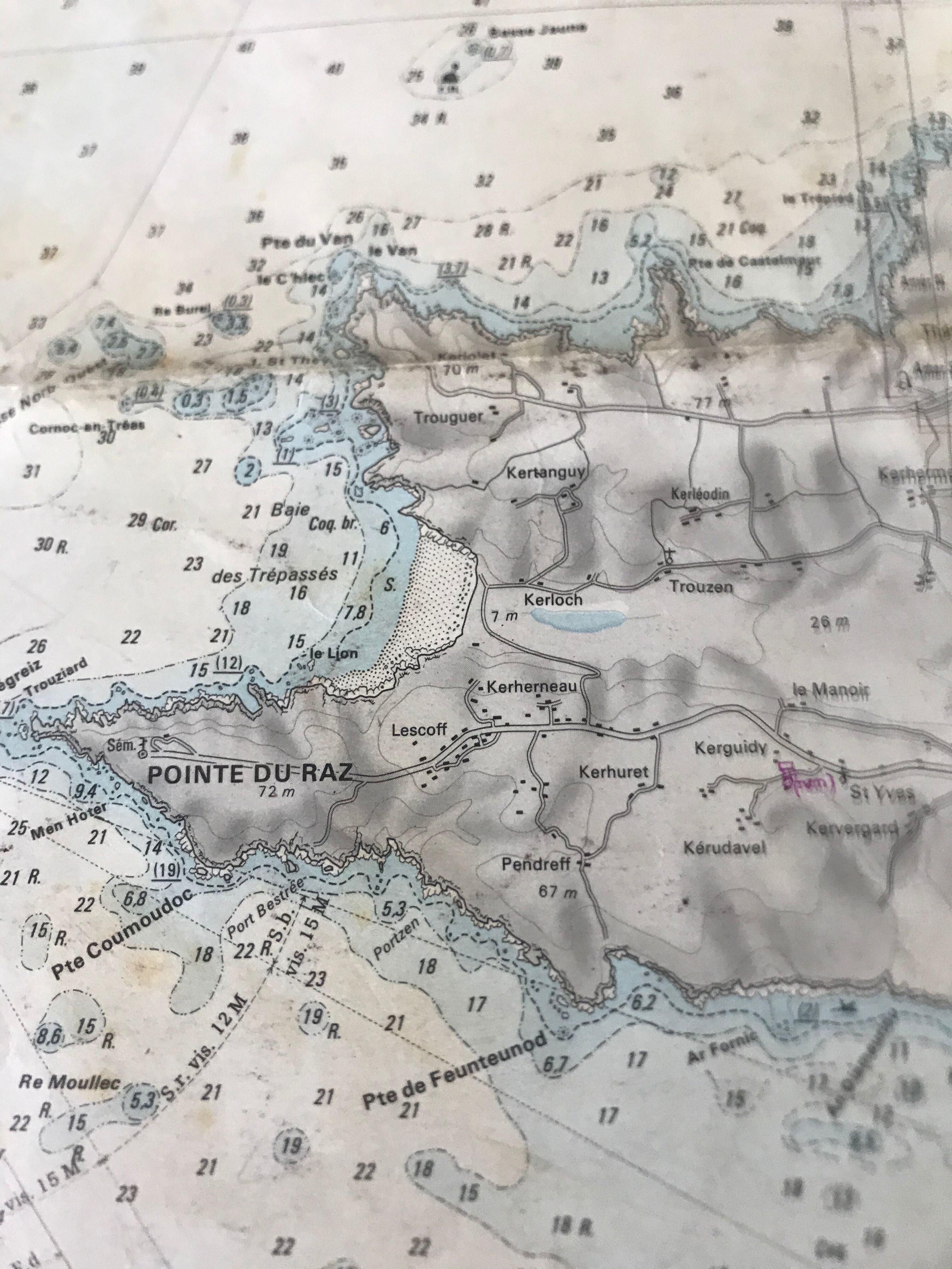 Old nautical charts on the breton coast
