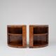 Pair of half-moon cabinets in burl wood